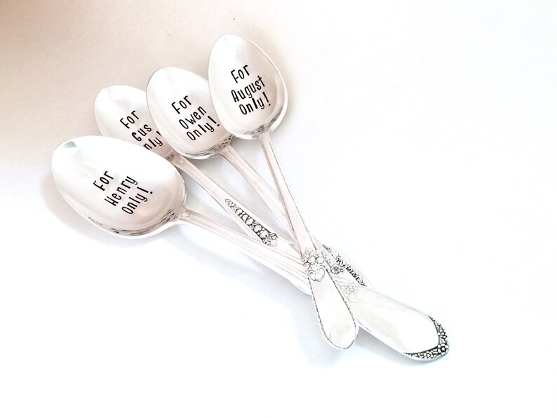 Custom Cereal Spoon Personalized Spoons Vintage Silver Etsy