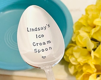 Vintage hand stamped spoon, Great Father's Day gift, Papa's Ice Cream Spoon, Ice cream shovel, Fun gift for Grandpa or Dad, Ice cream lover