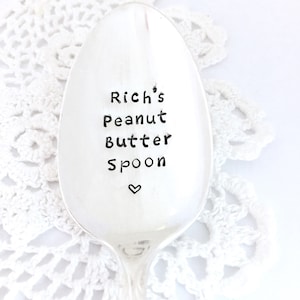 Custom name peanut butter spoon - Personalized spoons - Vintage hand stamped spoons - Peanut butter spoons - Engraved peanut butter spoon