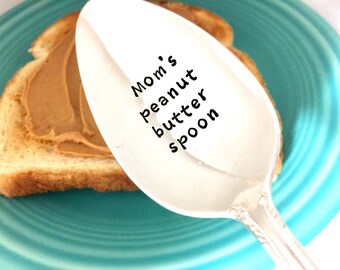 Custom hand stamped spoons - Personalized peanut butter spoons - Vintage engraved spoon - Peanut butter spoon - customized spoons