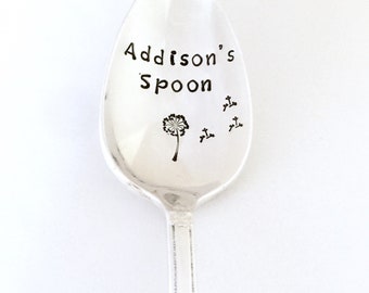 Custom name spoon - Personalized vintage spoons - Fun gift for kids - Vintage hand stamped teaspoons - Vintage silverplate spoons