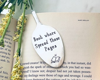 Custom spoon bookmarks, Flattened teaspoon bookmarks, Fun gift for bookworm friend, Book club gift, hand stamped bookmarks, Book loving gift