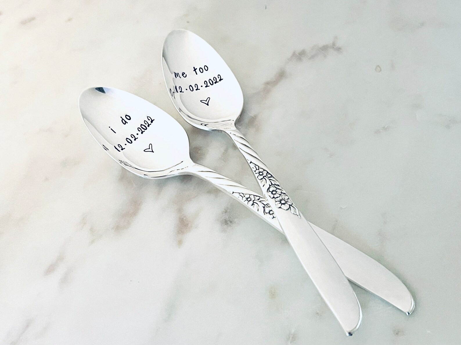 Custom Wedding Spoons, Vintage Hand Stamped Spoons, Engagement Spoons ...