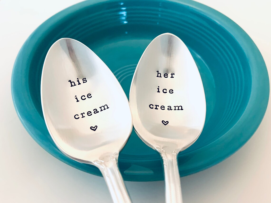 His & Her Ice Cream Spoons Custom Spoons Vintage Hand Etsy