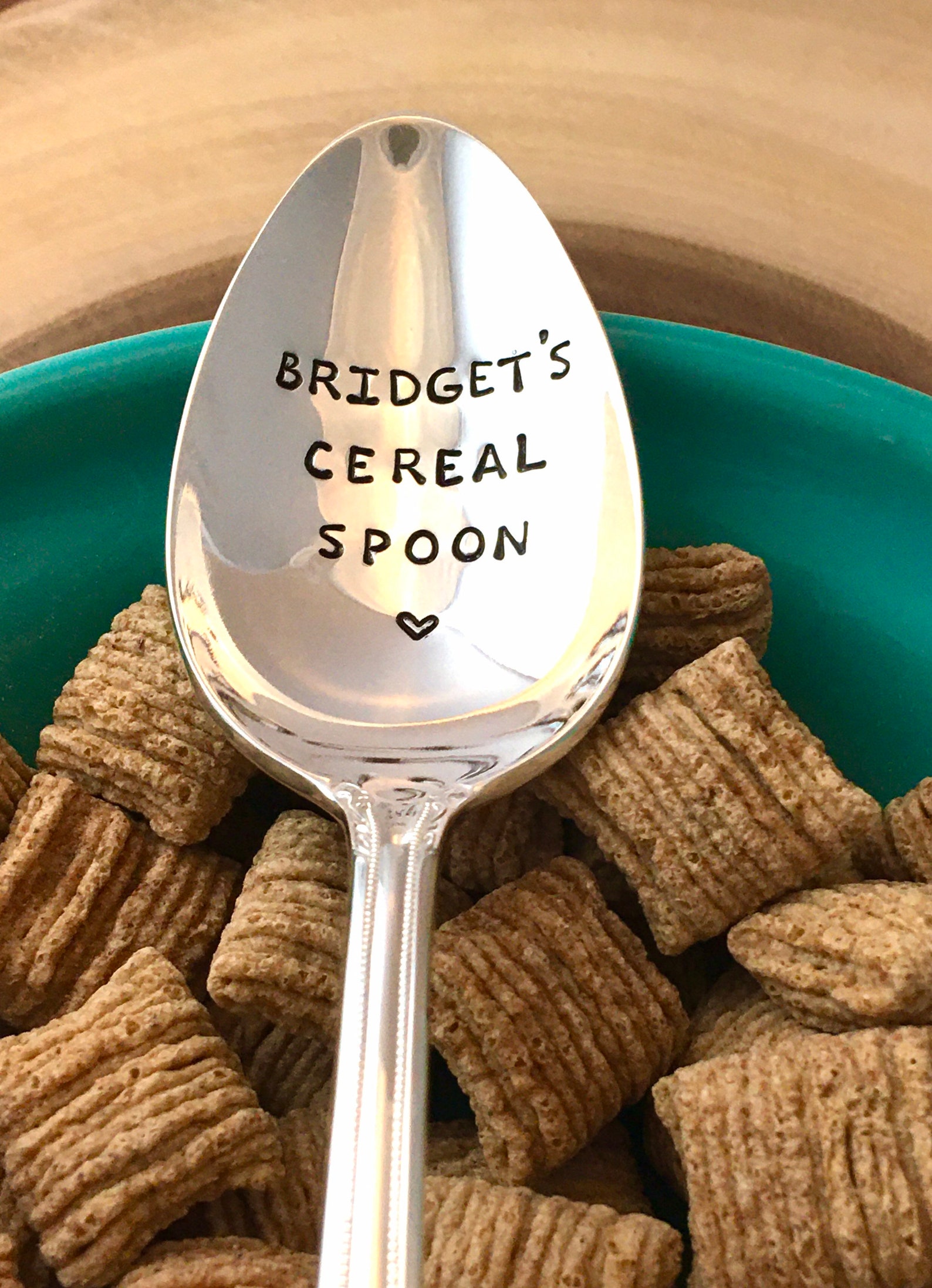Custom name cereal spoons Vintage Silverplate hand stamped Etsy