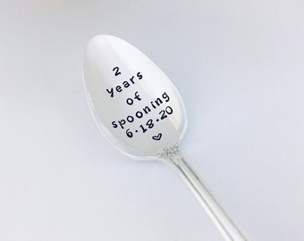 Custom anniversary spoon, # years of spooning, Personalized vintage spoons, Wedding anniversary gift, Silver anniversary, Coffee spoons