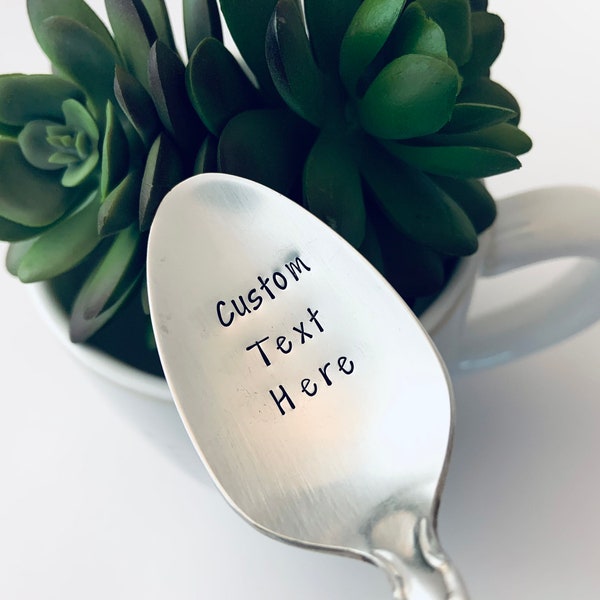 Customized Gifts, Custom Hand Stamped Spoon - Vintage Engraved Spoons - Custom Text Teaspoons - Personalized sayings - Good Morning Spoon