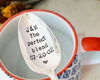 Custom coffee spoon, Vintage hand stamped coffee spoon, Anniversary spoons, Having coffee together since, Custom date spoon, Sugar spoons