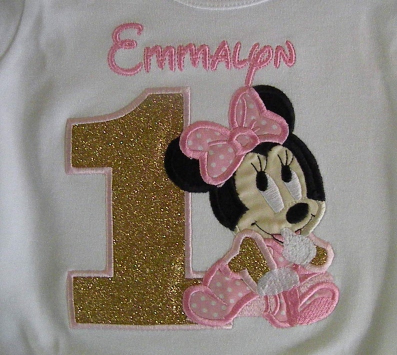 Baby Minnie Gold Birthday Number Top Custom Personalized Birthday Top