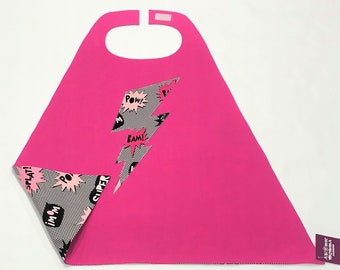Kid Size - Pink Comic Book Print Superhero Cape - Free Shipping in the USA