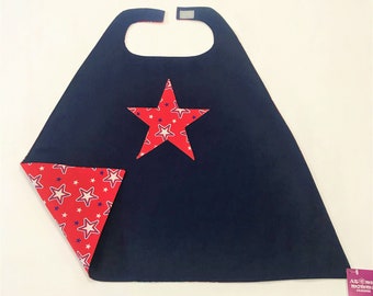 Toddler Size - Dark Blue Cowboy Stars Superhero Cape - Free Shipping in the USA
