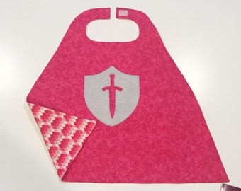 Toddler Size - Pink Knight Super Hero Cape - Free Shipping in USA