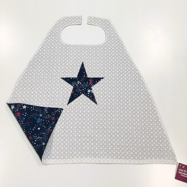 Toddler Size - White with Red, White and Blue Stars Super Hero Cape - Free Shipping in USA