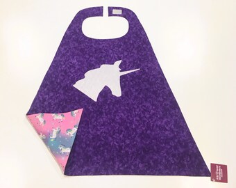 Kid Size - Purple Unicorn Superhero Cape - Free Shipping in USA