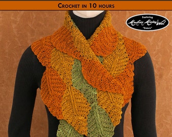 FLURRY OF FOLIAGE Crochet Scarf Pattern [Digital File Download]