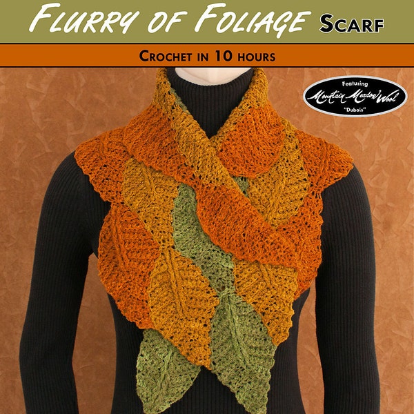 FLURRY OF FOLIAGE Modèle d’écharpe au crochet [Téléchargement de fichiers numériques]