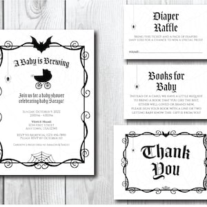 Un bébé se prépare | Forfait d’invitation à la fête de | Personnalisé pour vous | Vous a envoyé un e-mail dans les 24 heures | Blanc & Noir