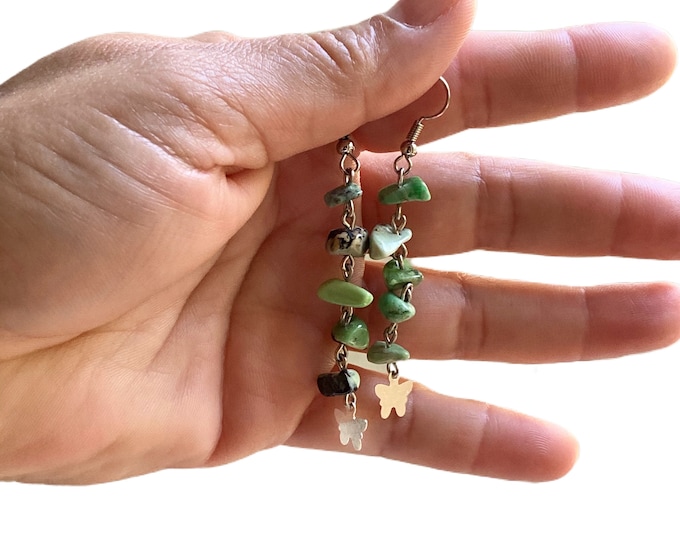 Dangling gemstone earrings