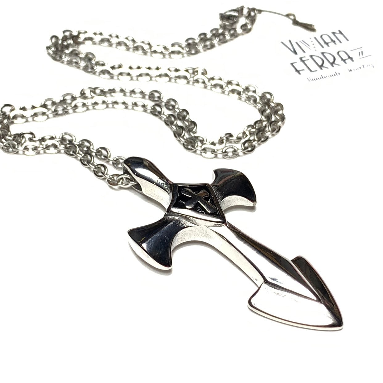 Cross Crucifix Necklace Anchor Pendant Men's Gift Christian Jewelry