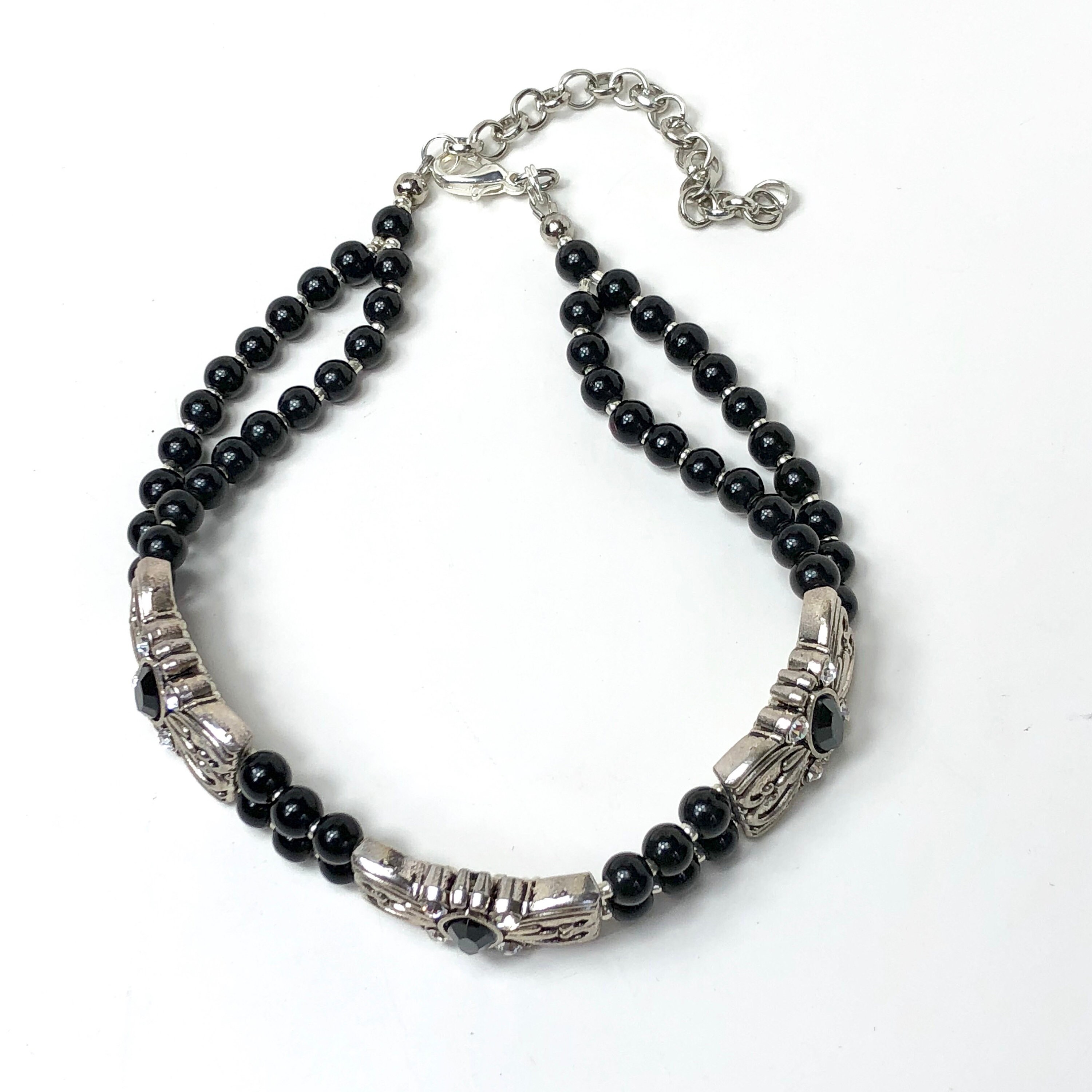 Gemstone choker, black necklace, pup necklace, dog necklace, dog collar