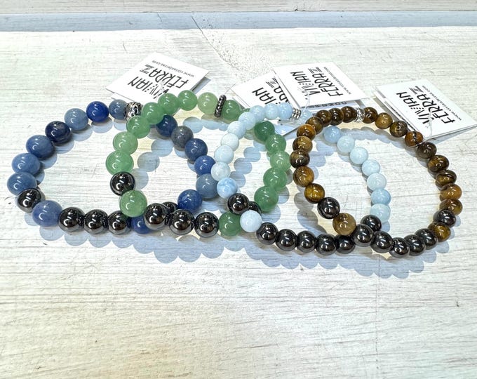 Bold Elegance: Men's Handmade Gemstone Bracelets