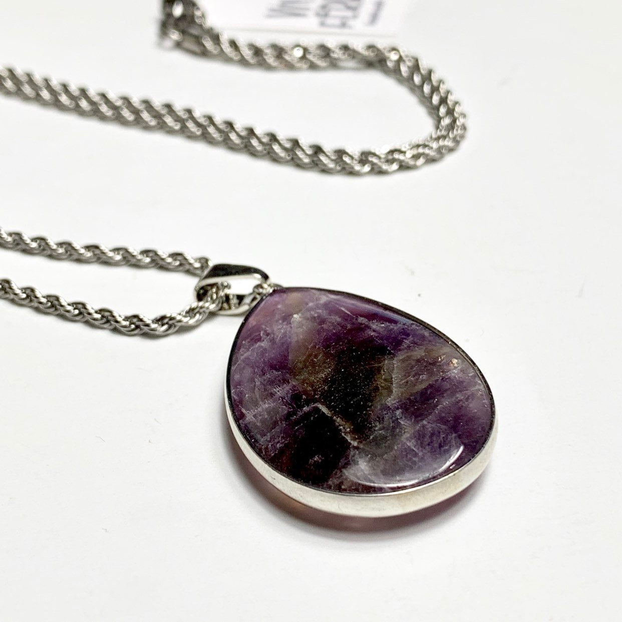 Wire Wrapped Amethyst Crystal Pendant Necklace – White Lotus