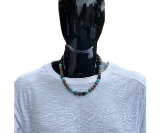 Turquoise, Lava Stone & Jasper Gemstone Necklace