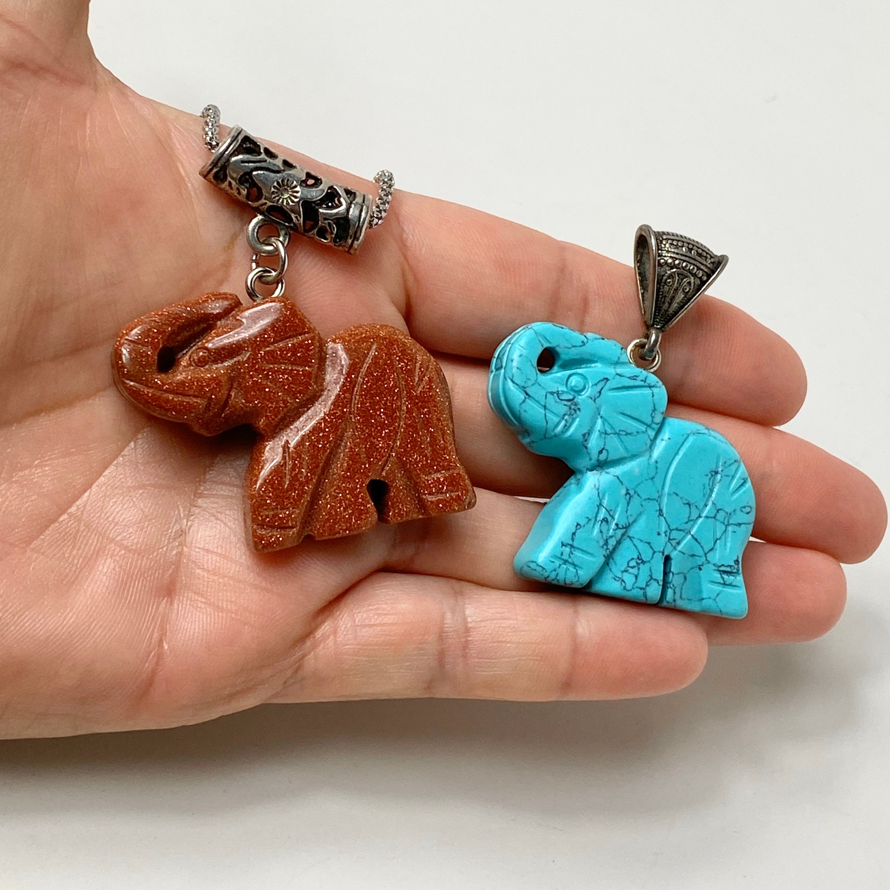 Elephant pendant, elephant necklace, gemstone elephant, beach necklace