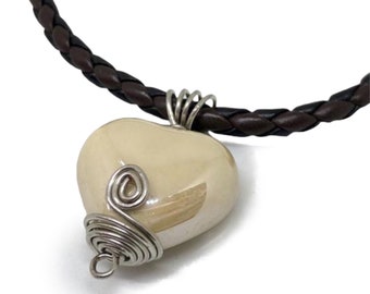 Ceramic Heart leather necklace