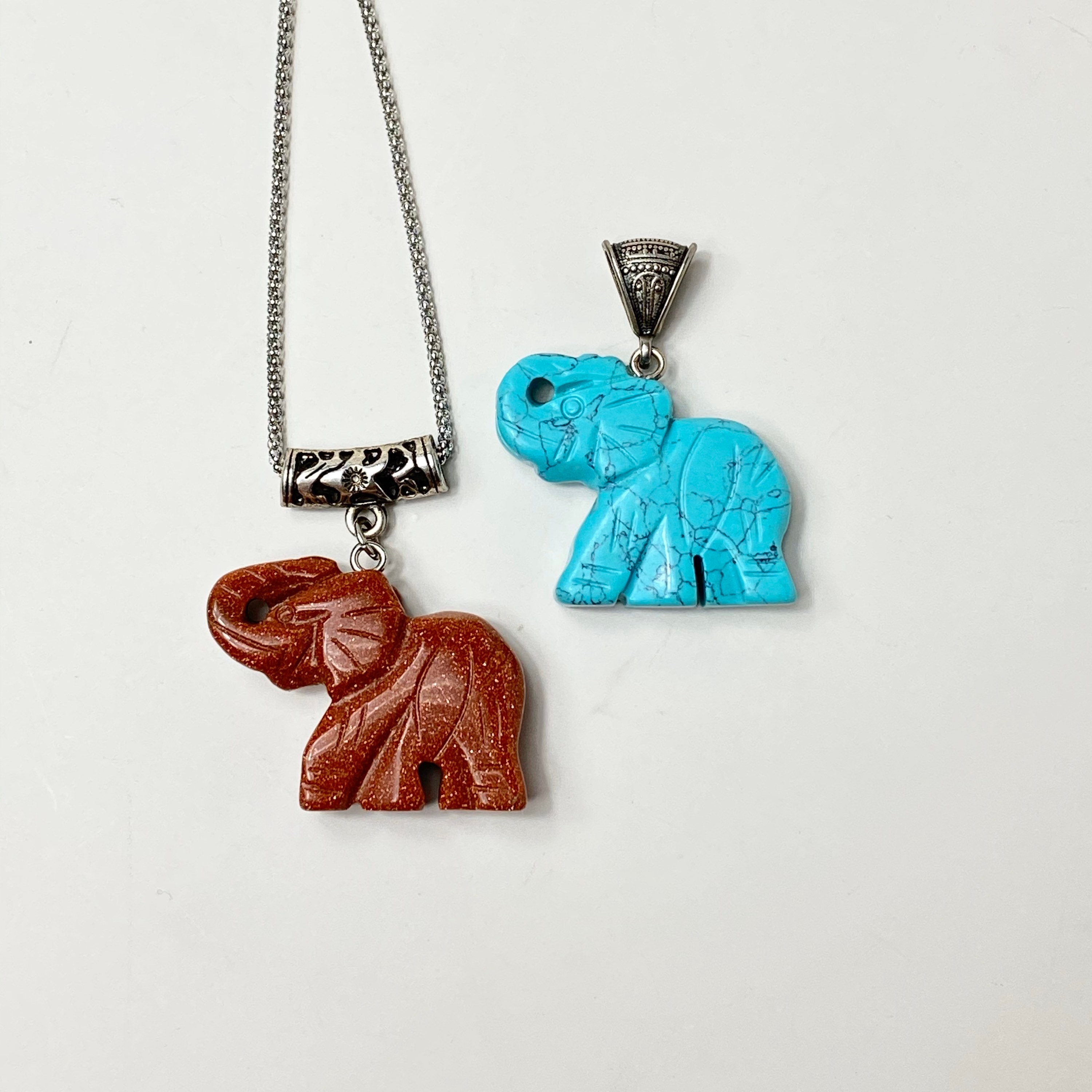 Elephant pendant, elephant necklace, gemstone elephant, beach necklace