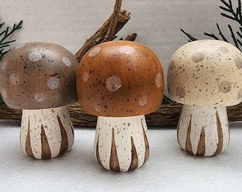 Carved and Painted Forest Mushrooms