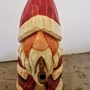 Hand Carved Santa with Pipe