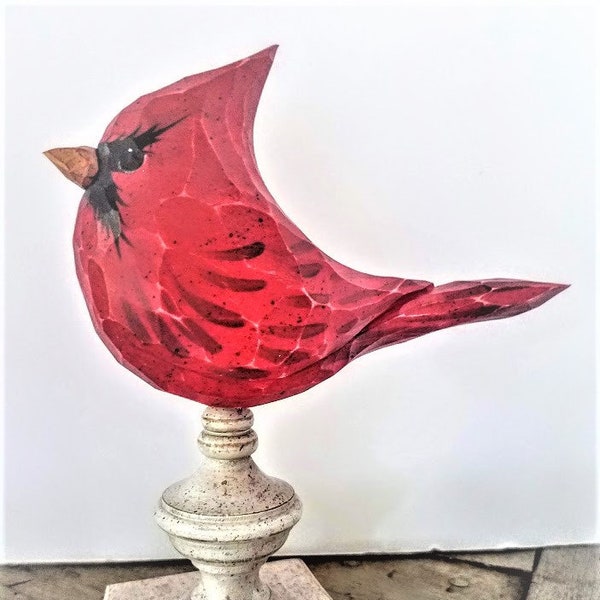 Hand Carved Bird (Cardinal) from White Pine.