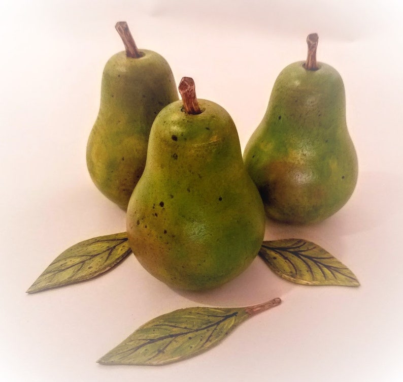 Wood Carved Pears Etsy