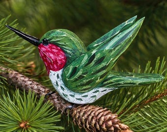 Hummingbird Windowsill Carved Bird