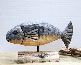 Fish Hand Carved Folk Art Style