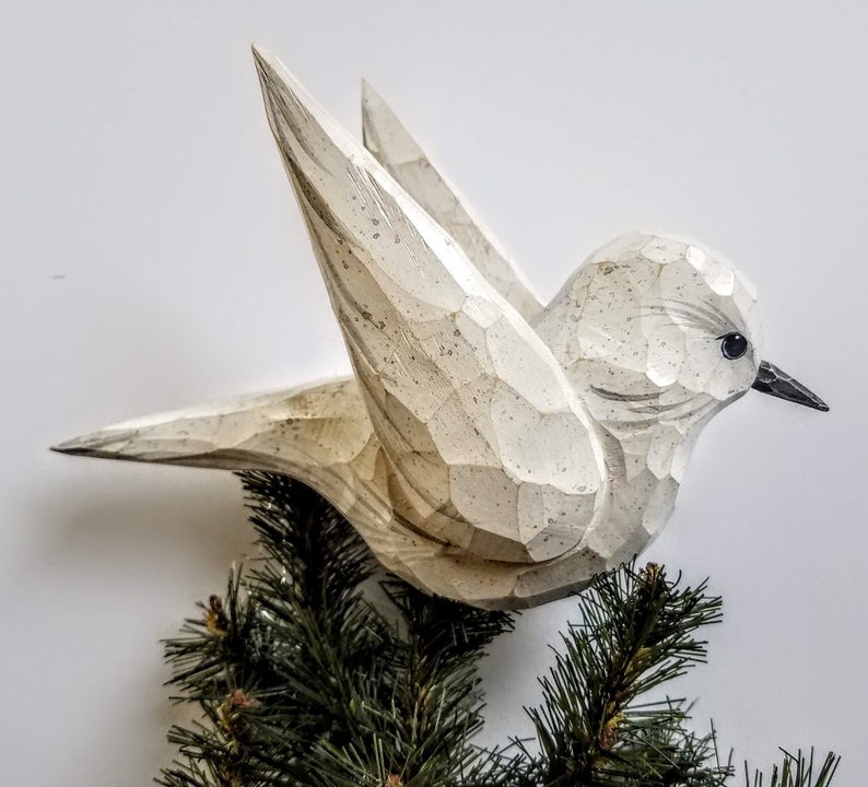 Carved Wooden White Dove Tree Topper Etsy