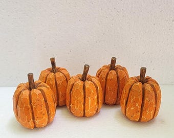 Carved Wooden Pumpkins