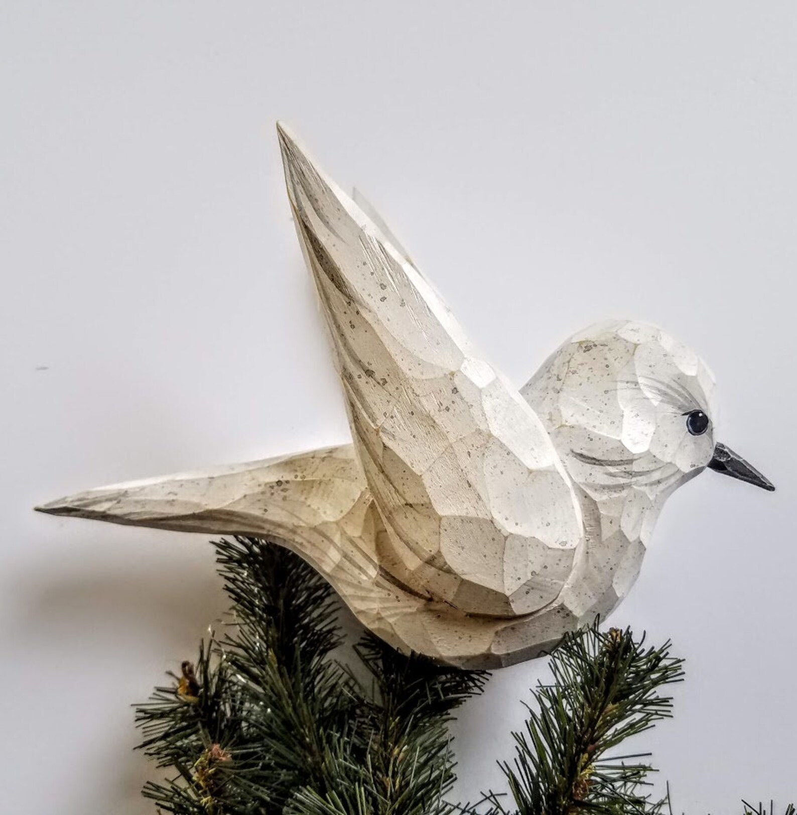 Carved Wooden White Dove Tree Topper Etsy