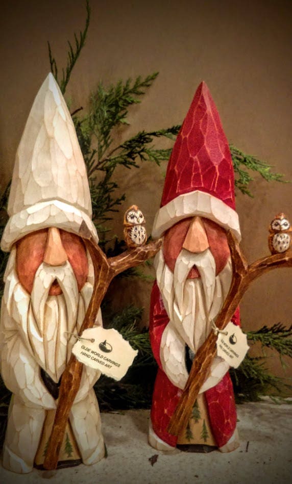 Santa Staff Carved Wooden Santa Owl Staff Hand Carved Santa Staff Forest Owl St ...