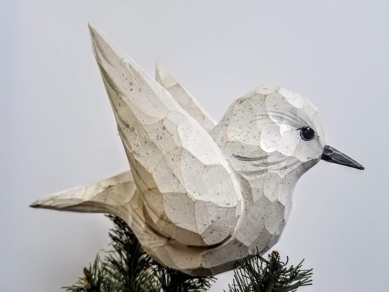 Carved Wooden White Dove Tree Topper Etsy
