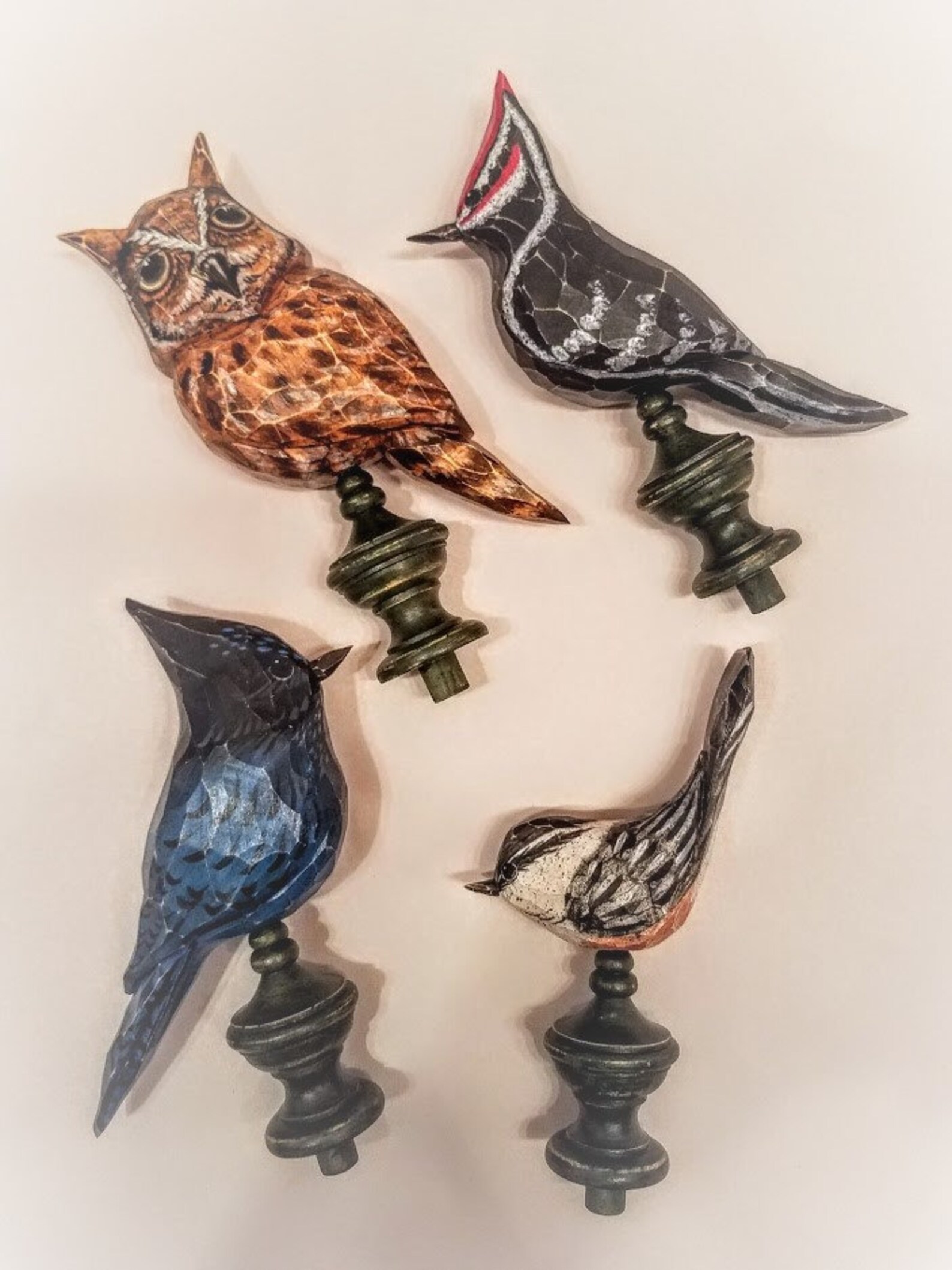 4 Carved Bird Finials poster Bed Birds Etsy