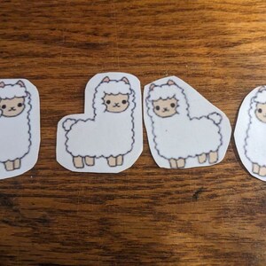 Cute White Llama Stickers - Handmade Chibi Art