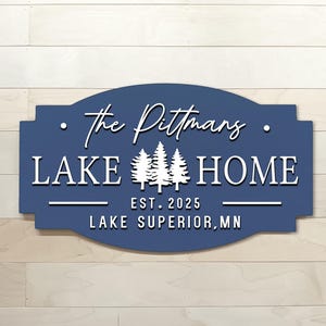 Lake house decor, family lake house signs, lake last name signs, lake cabin cottage camp signs, lake life sign with pine trees, 3D wood sign