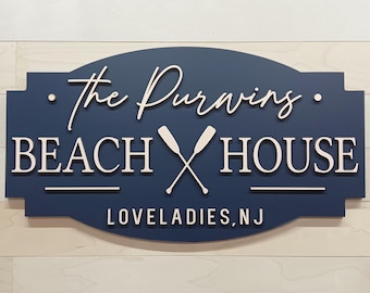 Beach House Decor, Custom Beach House Sign, 3D Wood Sign, Family Name Established Beach House Welcome Sign, Coastal Decor, Beach House Gifts