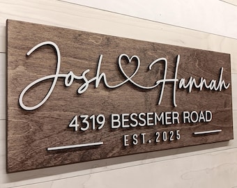 New Home sign | first home gift | 3d wood sign | address sign with couples names | realtor closing gift | housewarming gift | wedding gift