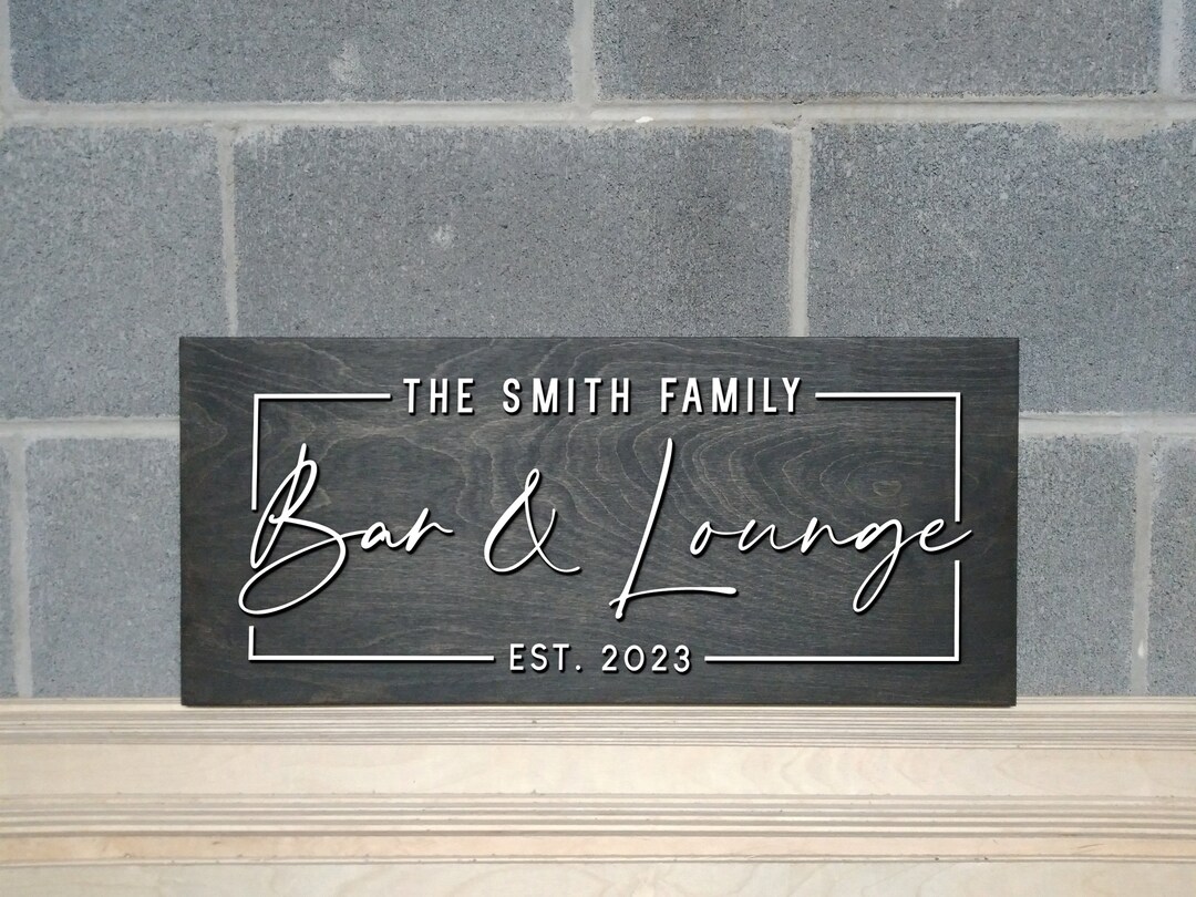 Custom Bar and Lounge Sign Personalized Home Bar Sign 3D Bar Sign