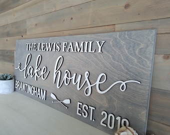 Personalized Lake House Sign, 3D Wood Sign, Lake House Decor, Lake House Established Sign, Lake Gifts, Housewarming Gifts, Nautical Decor