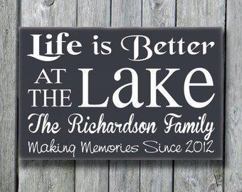 Lake House Decor, Personalized Lake Sign, Life Is Better At The Lake Family Last Name Wood Plaque, Lakeside Living, River Cabin Cottage Gift