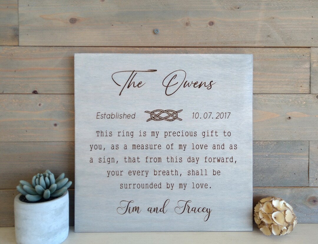 Custom Vows Engraving Wedding Vows 1st Anniversary Gift Etsy